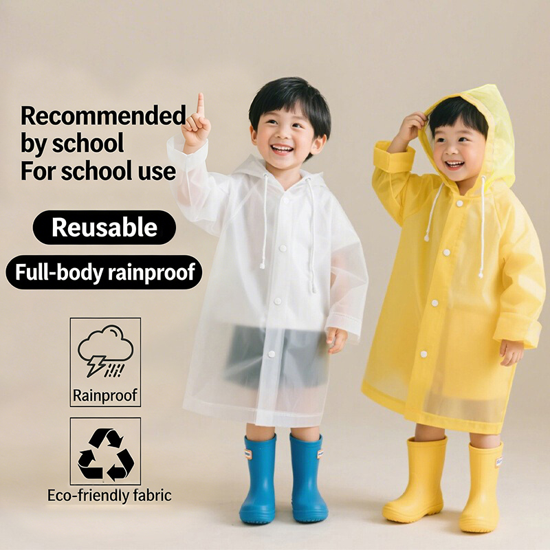 Camping Rain Poncho - Impermeabile Monouso per Bambini in EVA,